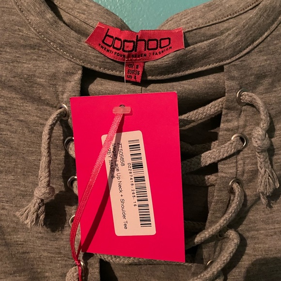 Gray lace up tee - Picture 4 of 5